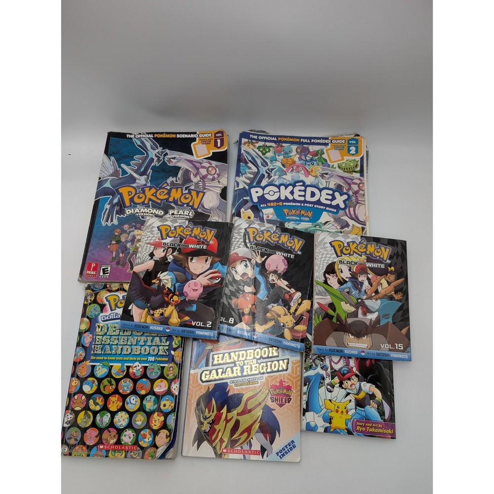 Pokemon Book Lot Diamond & Pearl Guide, Manga Black & White Pokedex Book